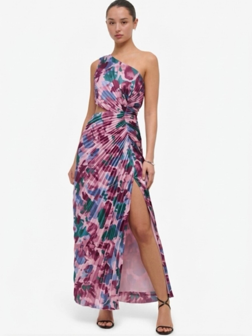 Abercrombie Giselle Pleated One Shoulder Cutout Maxi Dress X-Large